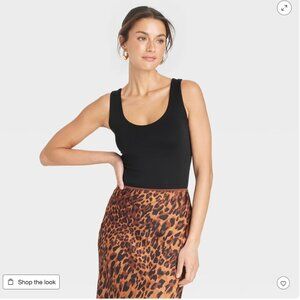 Women's Slim Fit Seamless Tank Top - A New Day™ Large Black